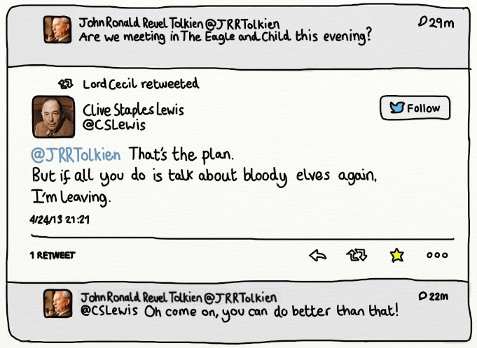 Tolkien and CS Lewis talking on Twitter