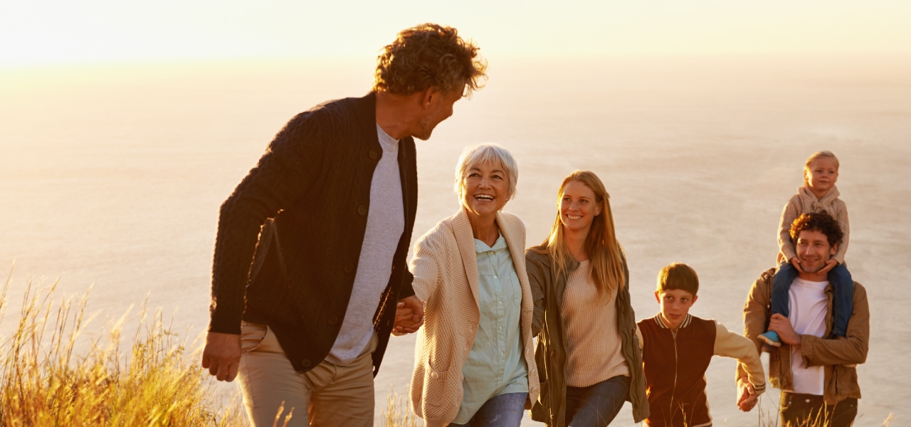 Family walking on the beach
