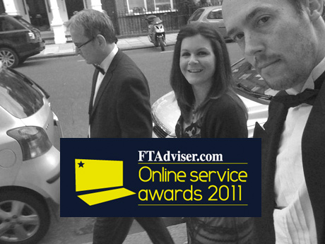 Russ, Louise and Mike walking to the FT Advisor Online Awards