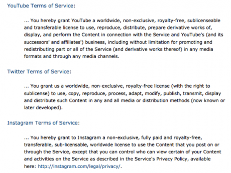 Social Media Terms of Service