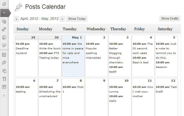 Editorial Calendar for WordPress plugin